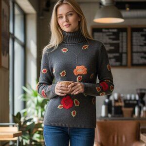 Carlisle Silk-Cashmere Turtleneck Sweater Sz S Olive Green #83B